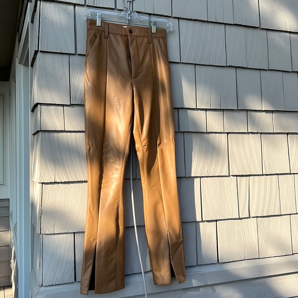 Ultra Shiny Faux Leather Flared Pants